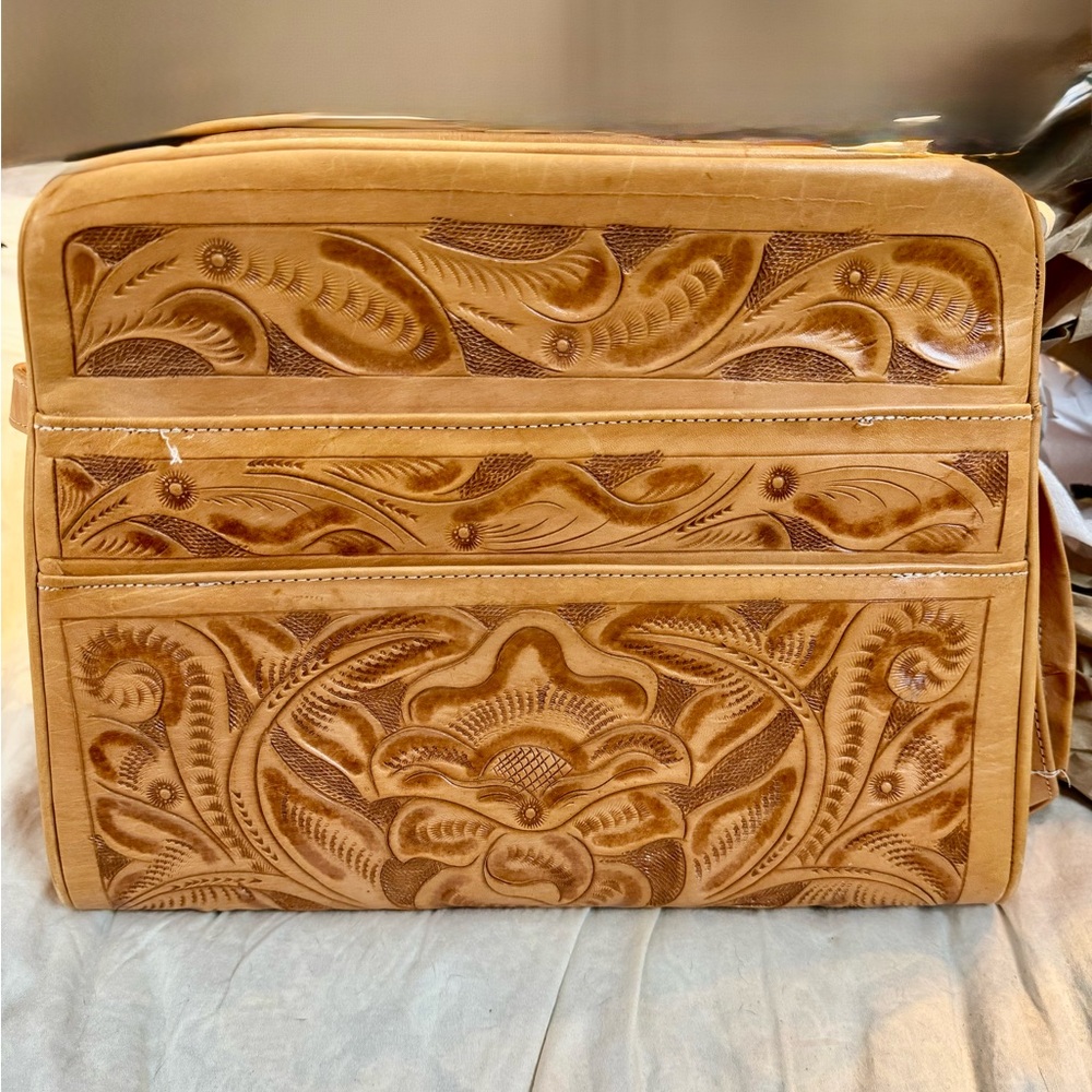 Embossed Leather Tan Bag